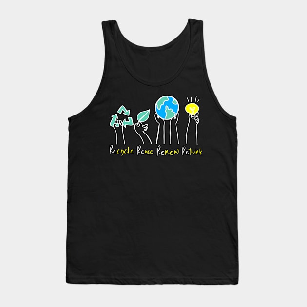 Recycle Reuse Renew Rethink Earth Day Tank Top by PositiveMindTee